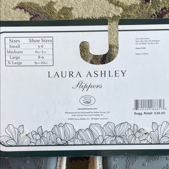 Laura Ashley Textured Plush Cream Memory Foam Slippers - Picture 7 of 11